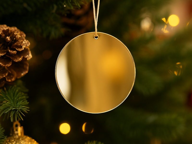 Decorațiune în formă de cerc din plexiglas – Ornament elegant pentru bradul de Crăciun, 8 cm